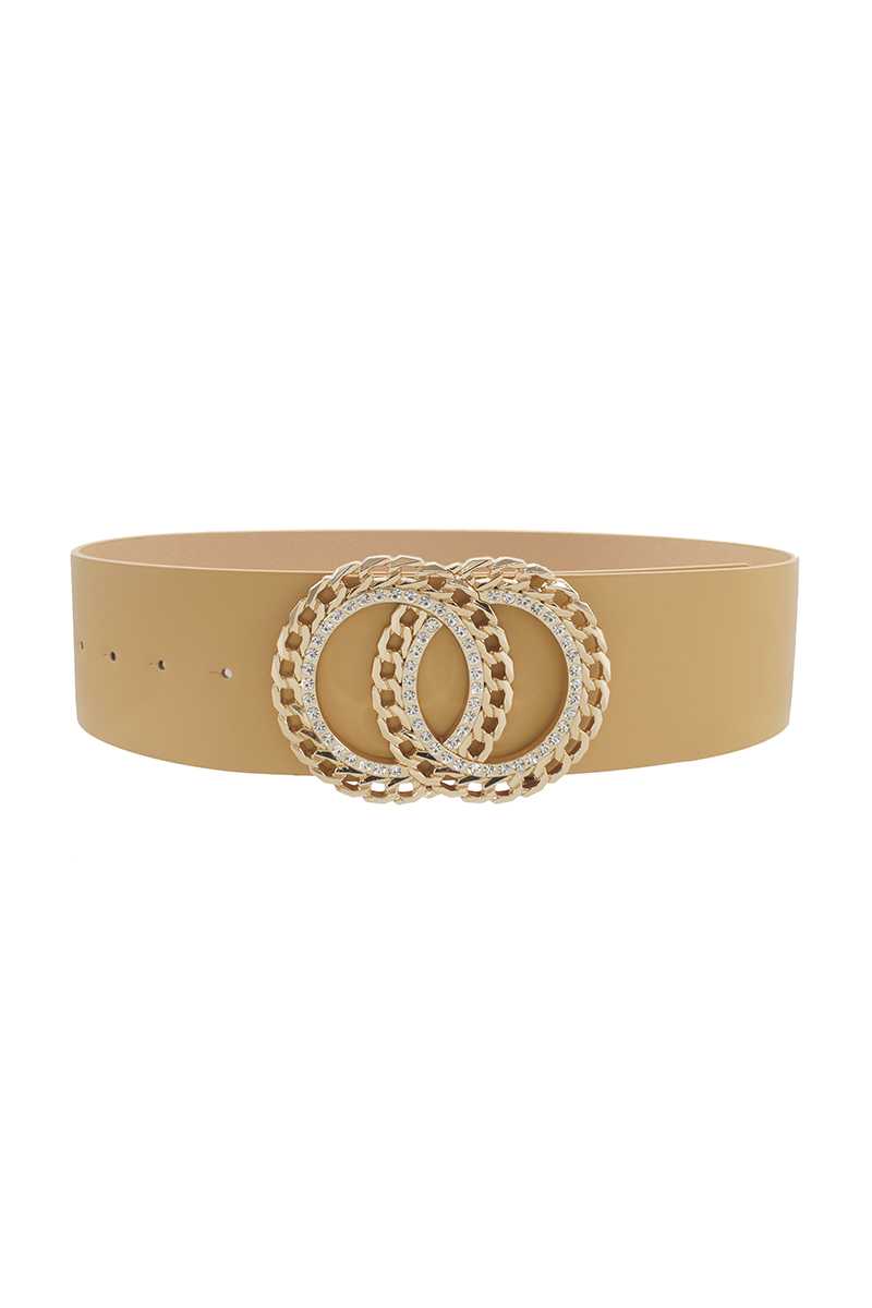 Double Circle Chain And Rhinestone Trim Design Belt product image