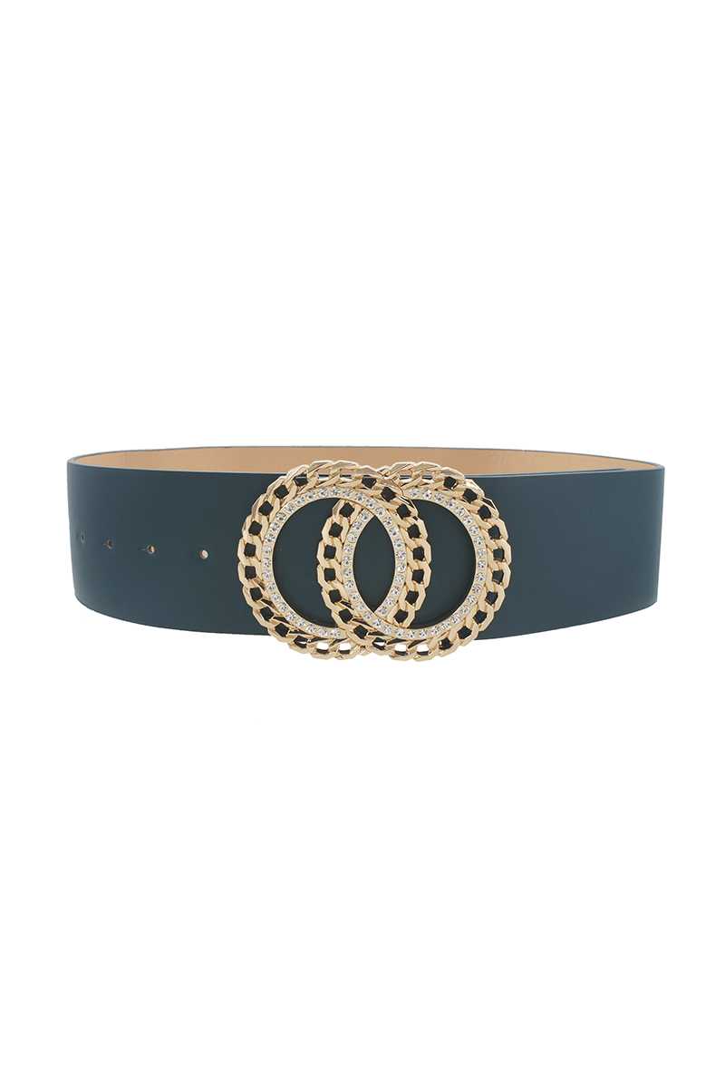 Double Circle Chain And Rhinestone Trim Design Belt product image