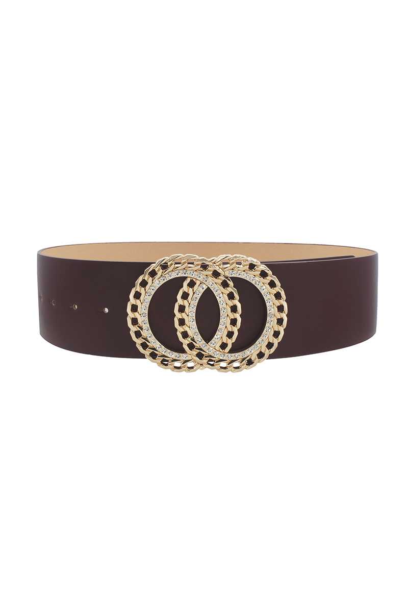 Double Circle Chain And Rhinestone Trim Design Belt product image