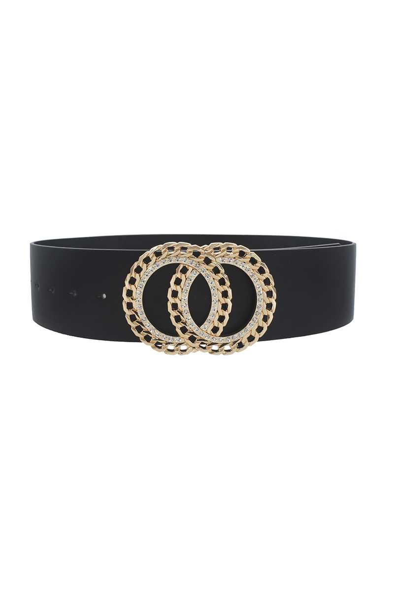 Double Circle Chain And Rhinestone Trim Design Belt product image