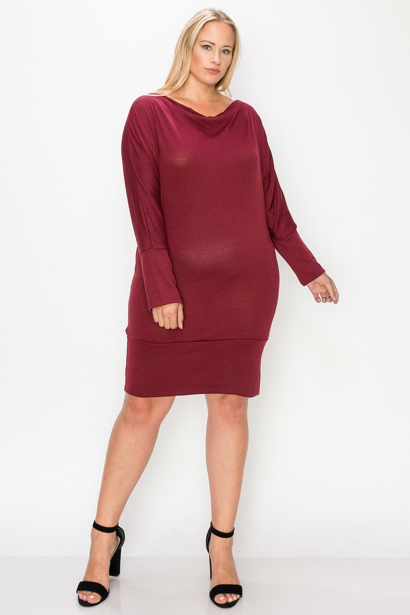 Draped Neck Long Sleeve Dress product image