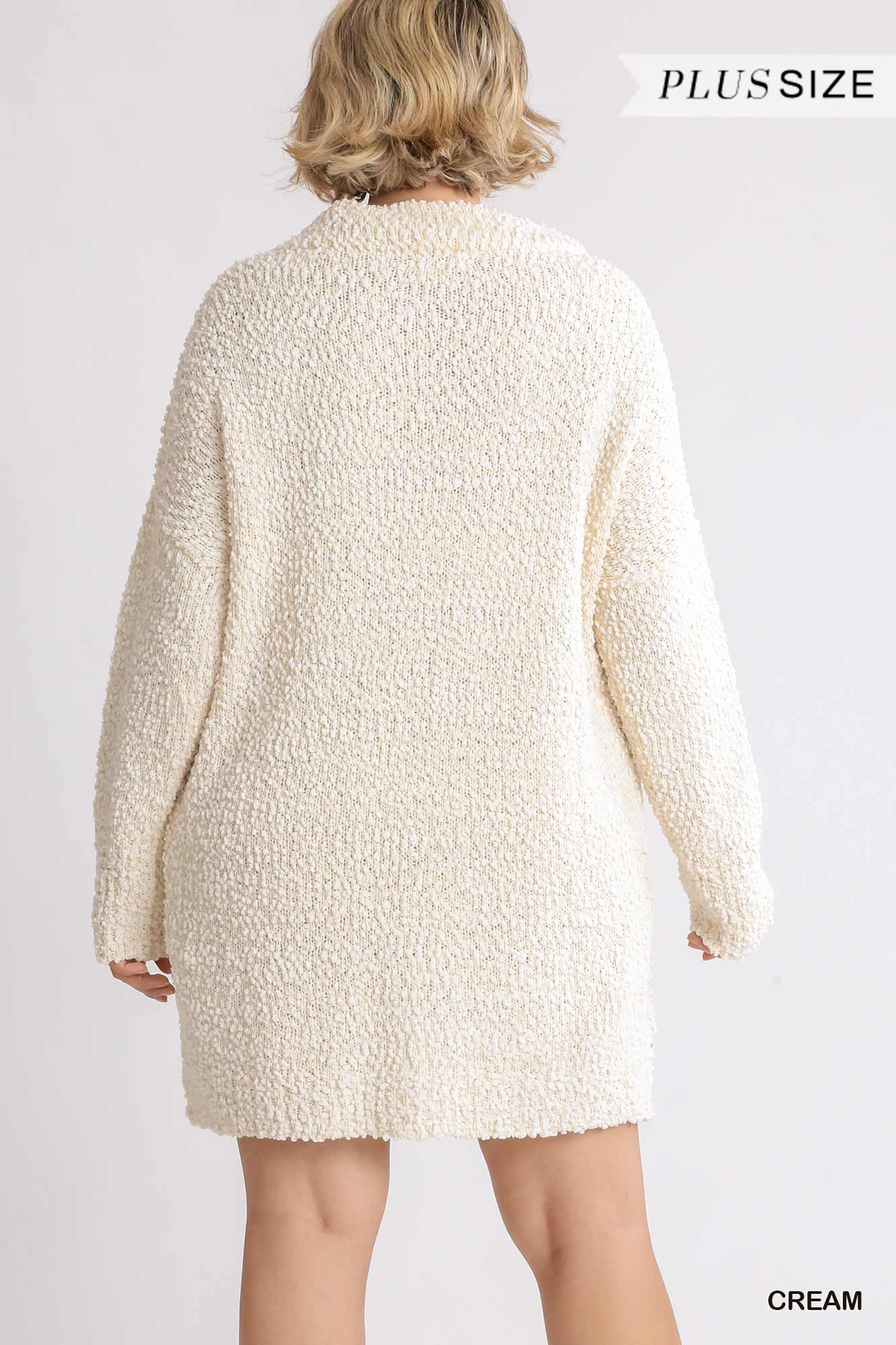 High Cowl Neck Bouclé Long Sleeve Sweater Dress product image