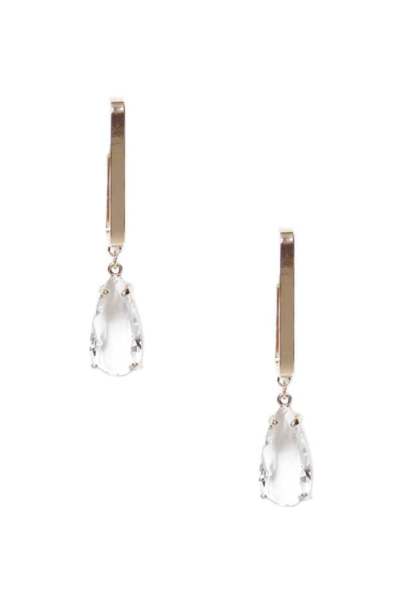 Metal Rectangle Clear Stone Dangle Earring product image