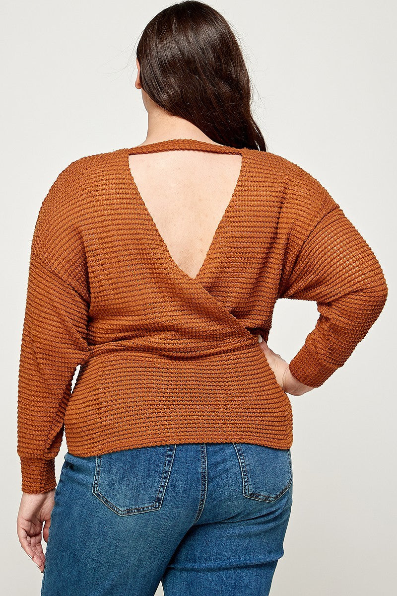 Plus Size Textured Waffle Sweater Knit Top product image