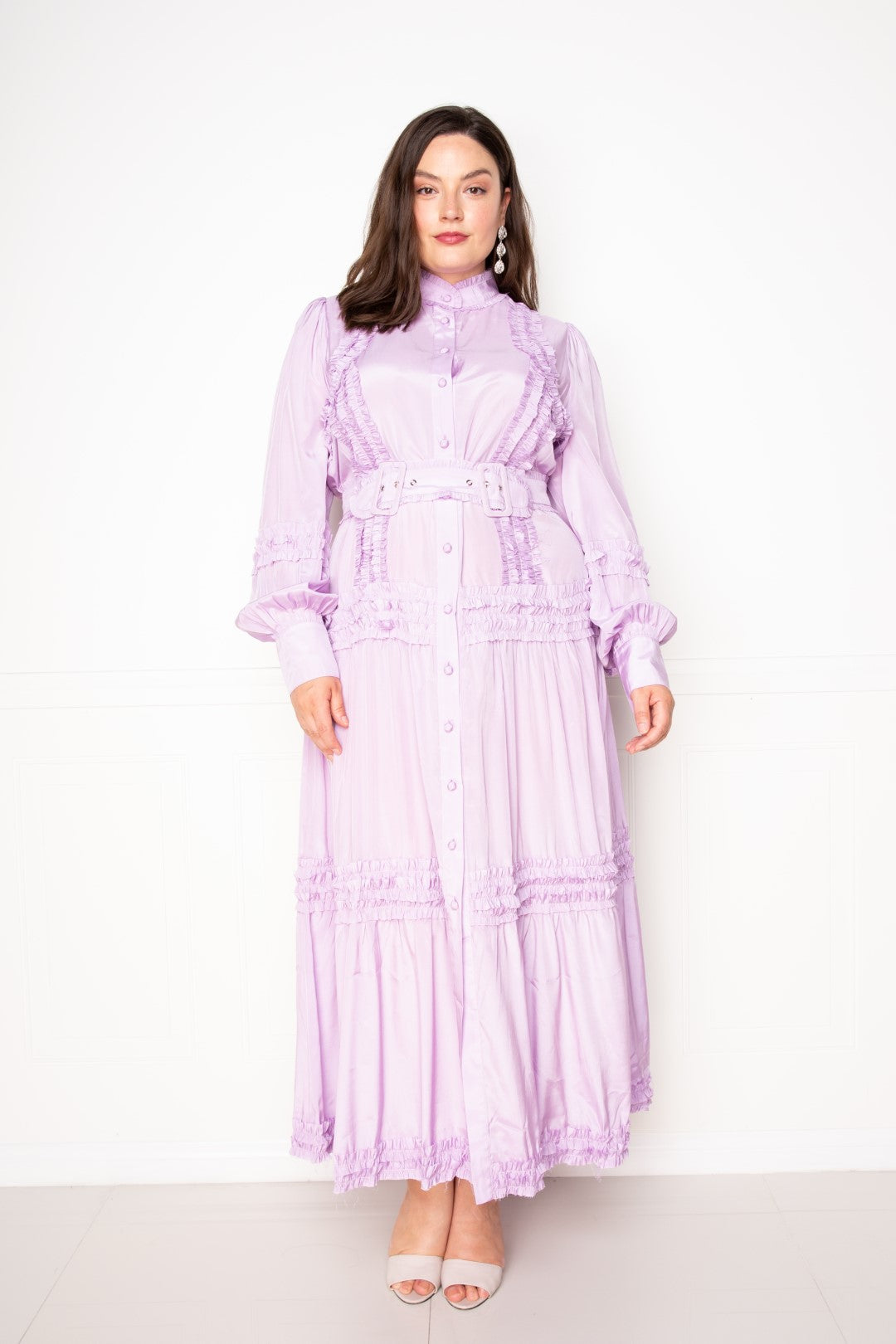 Belted Shirt Dress With Ruffle Detail product image