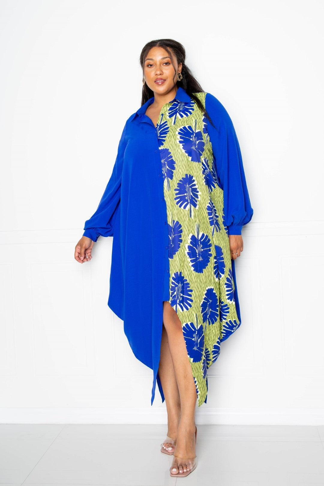 Print Drapy Shirt Maxi Dress product image