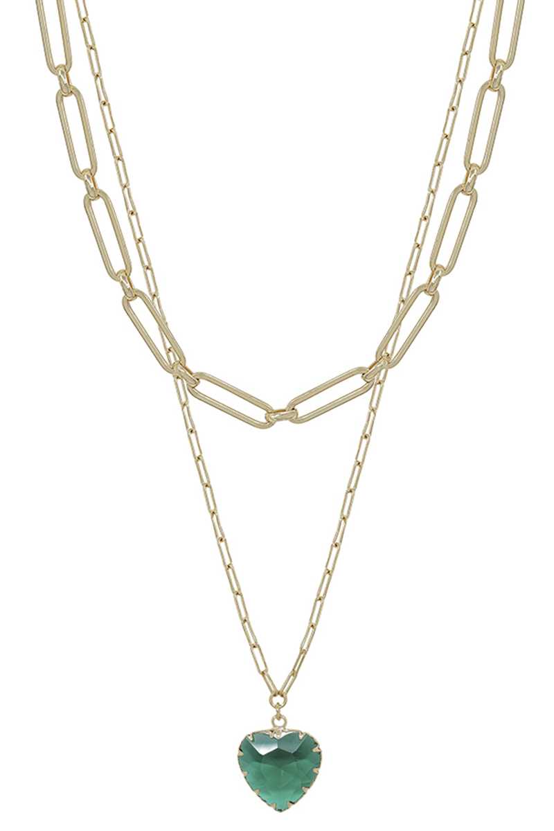 Metal Chain Heart Pendant 2 Layered Necklace product image