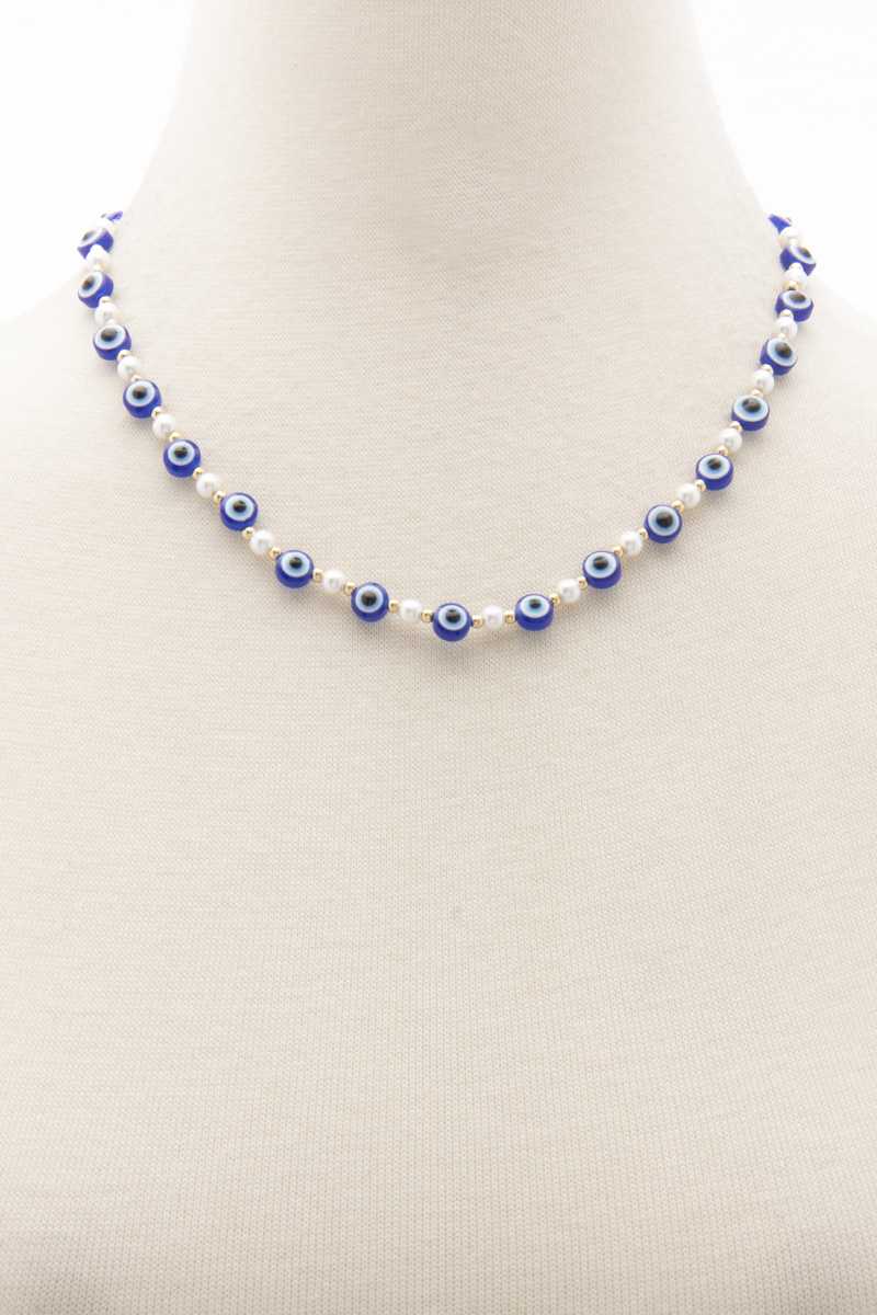 Evil Eye Pearl Bead Necklace product image