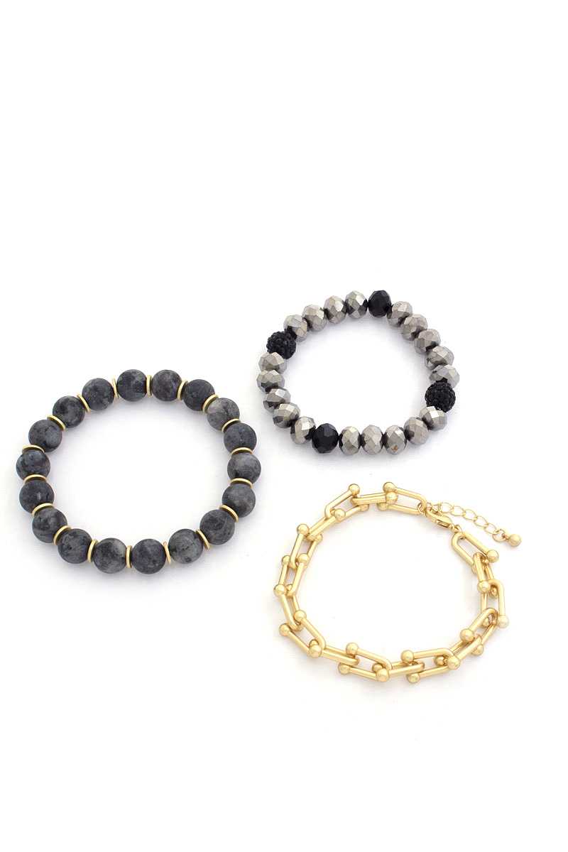 U Link Stone Beaded Bracelet Set. product image