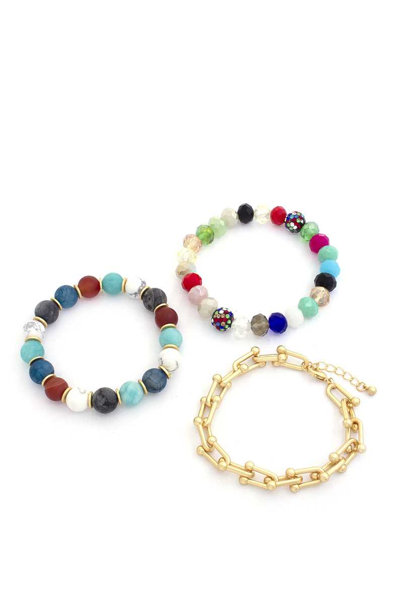 U Link Stone Beaded Bracelet Set. product image