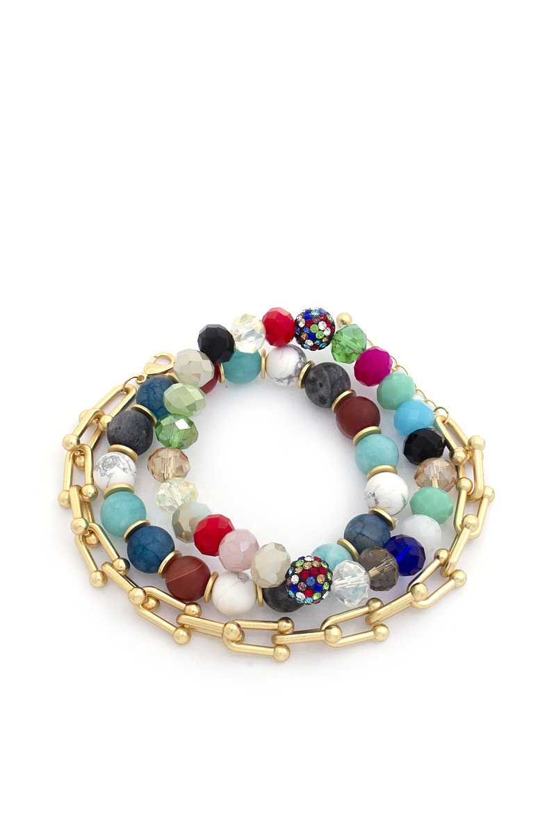 U Link Stone Beaded Bracelet Set. product image