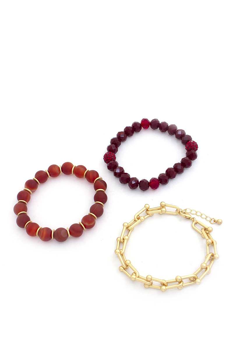 U Link Stone Beaded Bracelet Set. product image