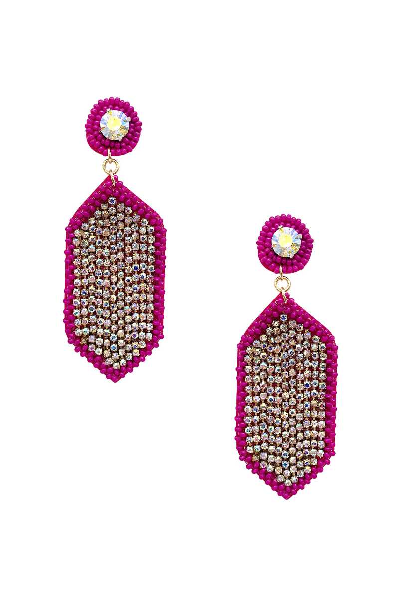 Seed Bead Rhinestone Hexagon Dangle Earring product image