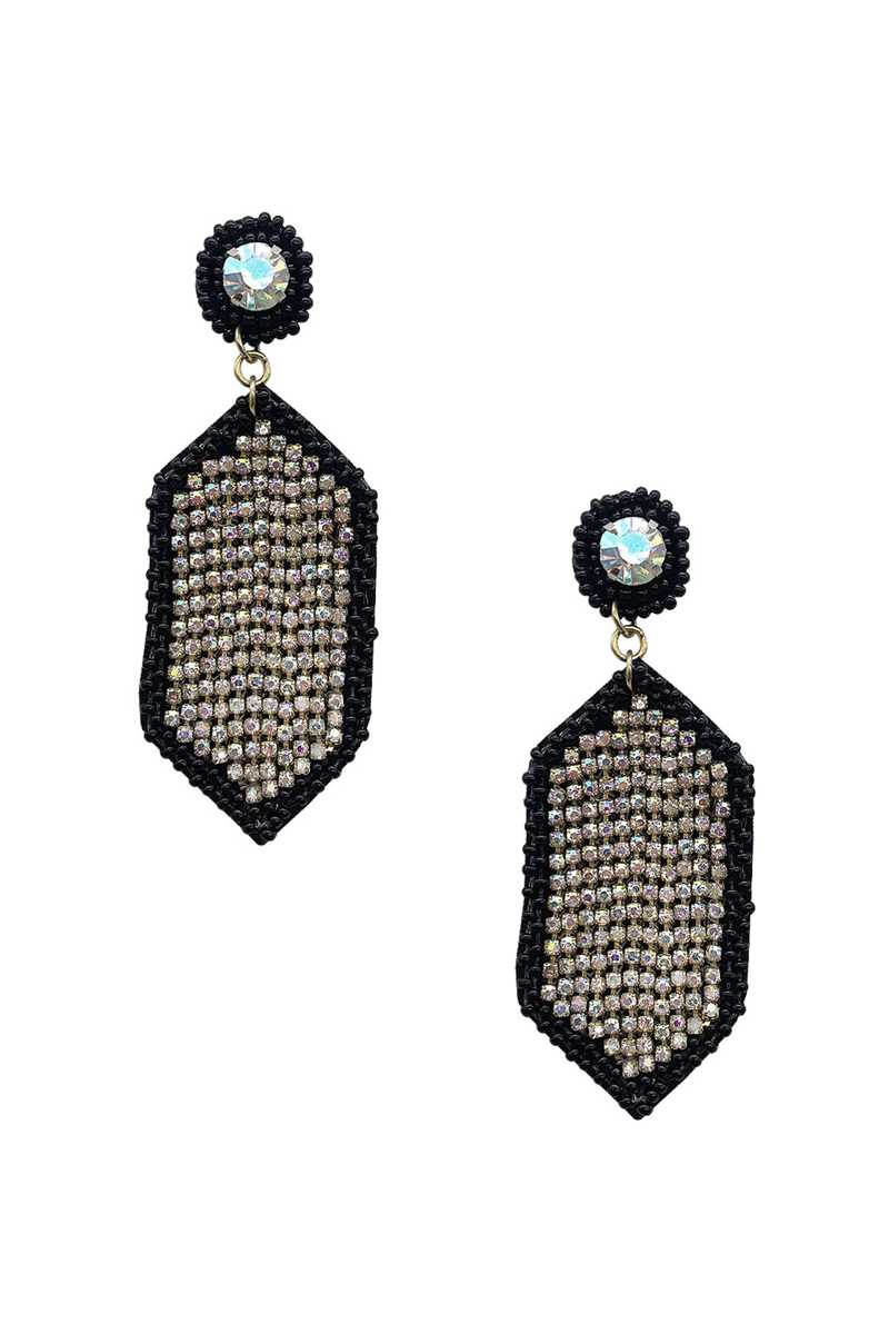 Seed Bead Rhinestone Hexagon Dangle Earring product image