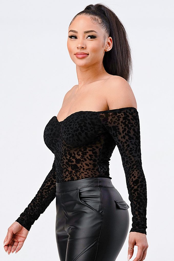 Leopard Print Off Shoulder Bodysuit product image