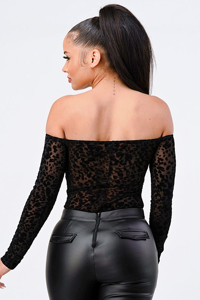 Leopard Print Off Shoulder Bodysuit product image