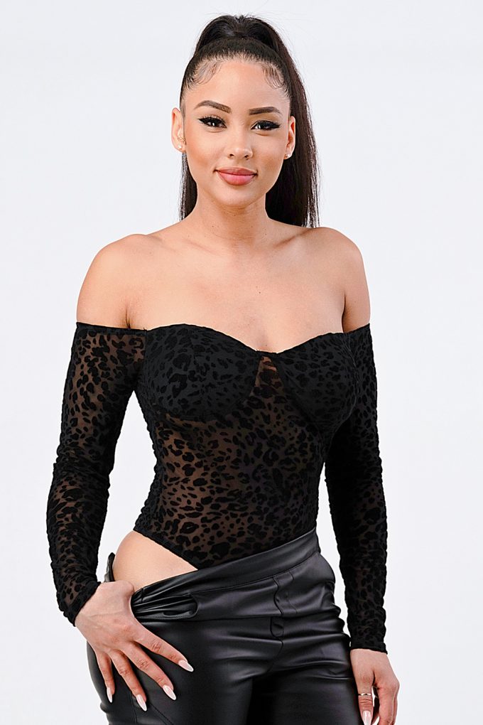 Leopard Print Off Shoulder Bodysuit product image