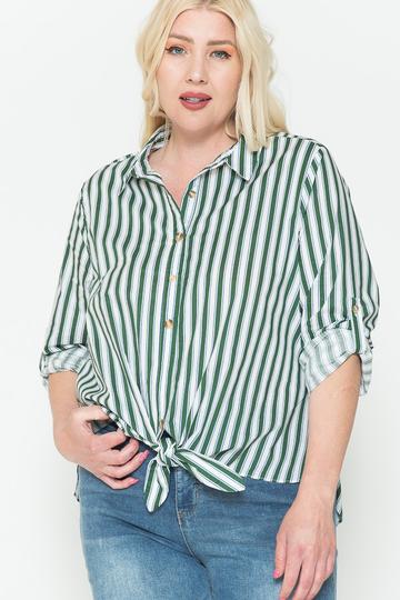 Multi Stripe Side Slit Cotton Shirt product image