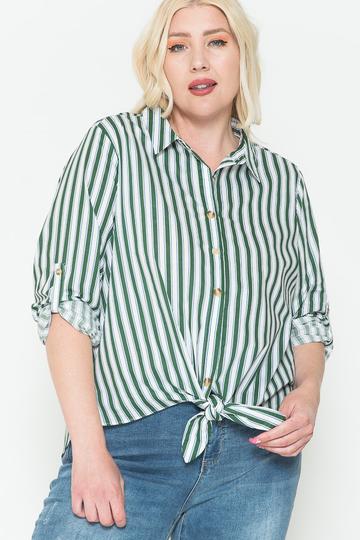 Multi Stripe Side Slit Cotton Shirt product image
