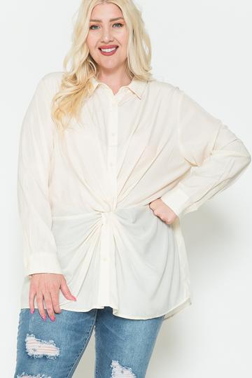 Twisted Knot Detail Oversized Satin Shirt product image