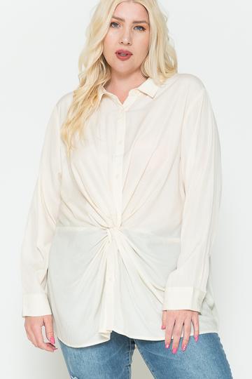 Twisted Knot Detail Oversized Satin Shirt product image