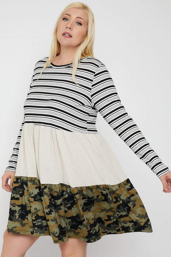 Tiered Color Block Dress product image