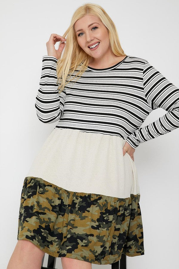 Tiered Color Block Dress product image