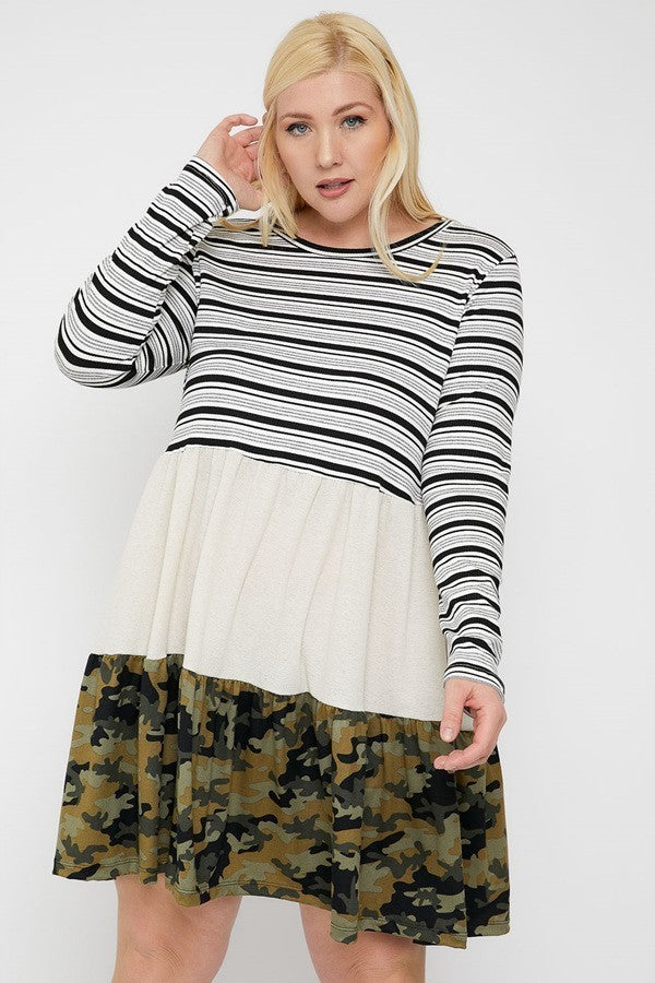 Tiered Color Block Dress product image