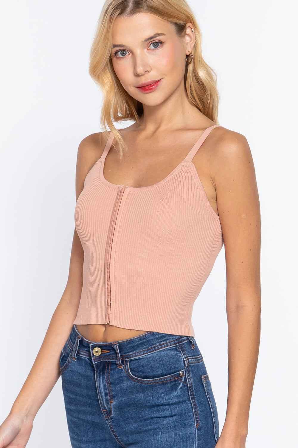Front Closure With Hooks Sweater Cami Top Front Closure With Hooks Sweater Cami Top
