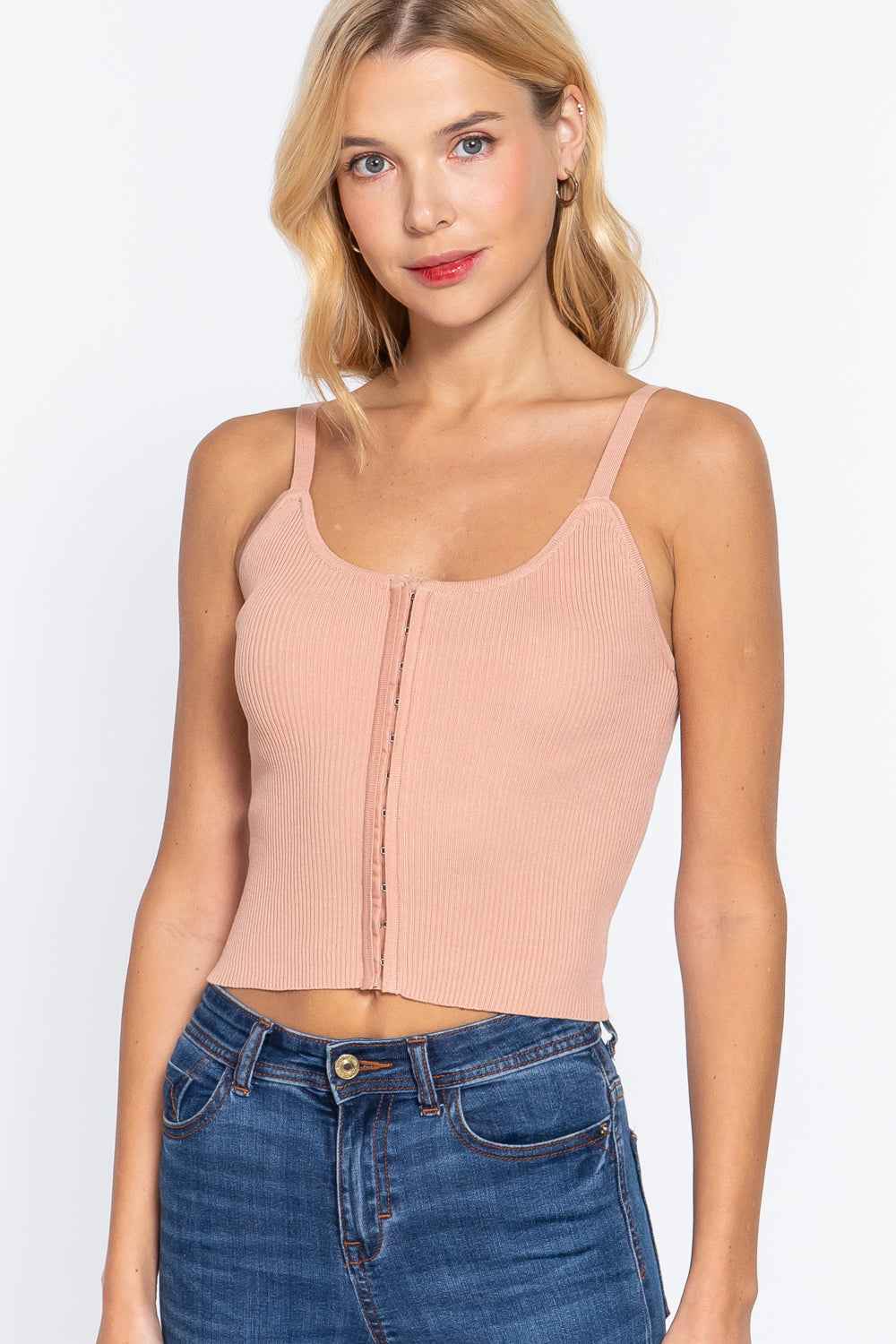 Front Closure With Hooks Sweater Cami Top Front Closure With Hooks Sweater Cami Top