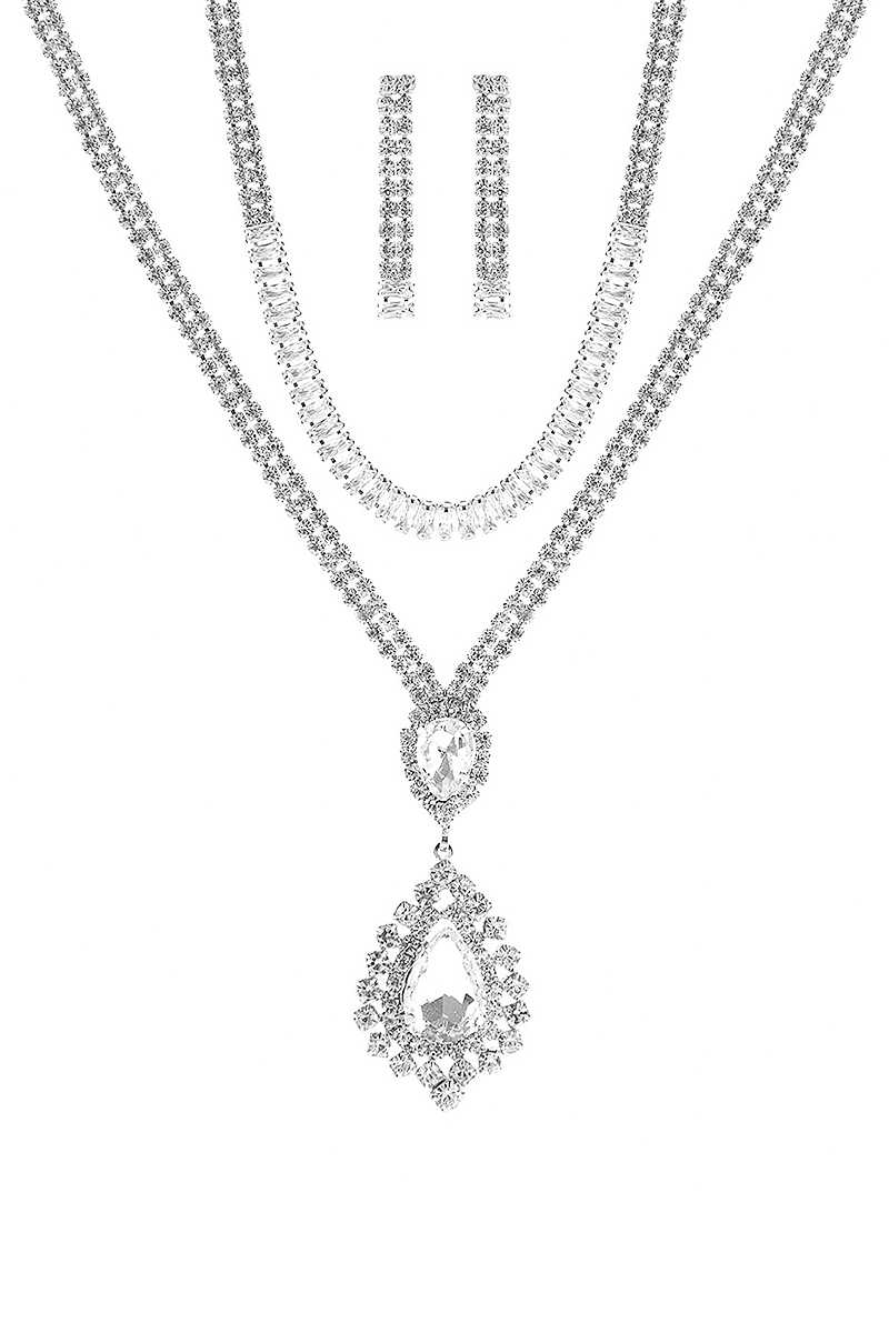 Crystal Dangle Tear Choker And Necklace Set product image