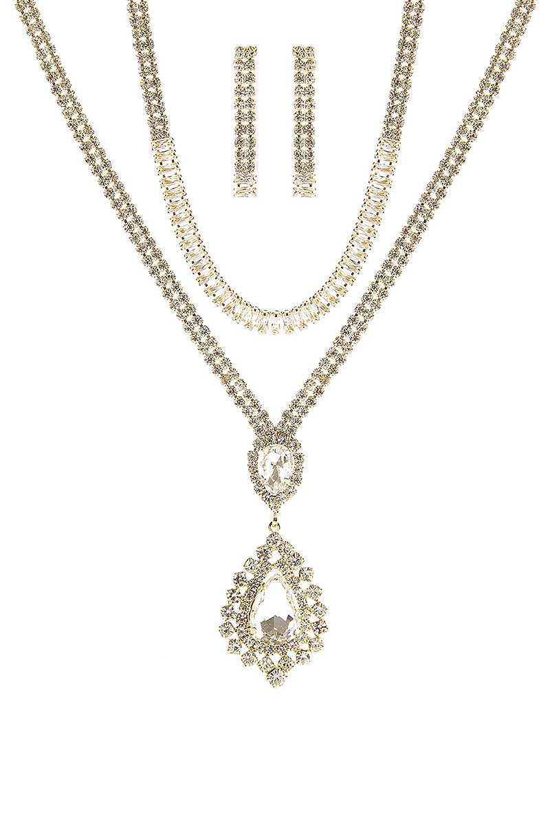 Crystal Dangle Tear Choker And Necklace Set product image