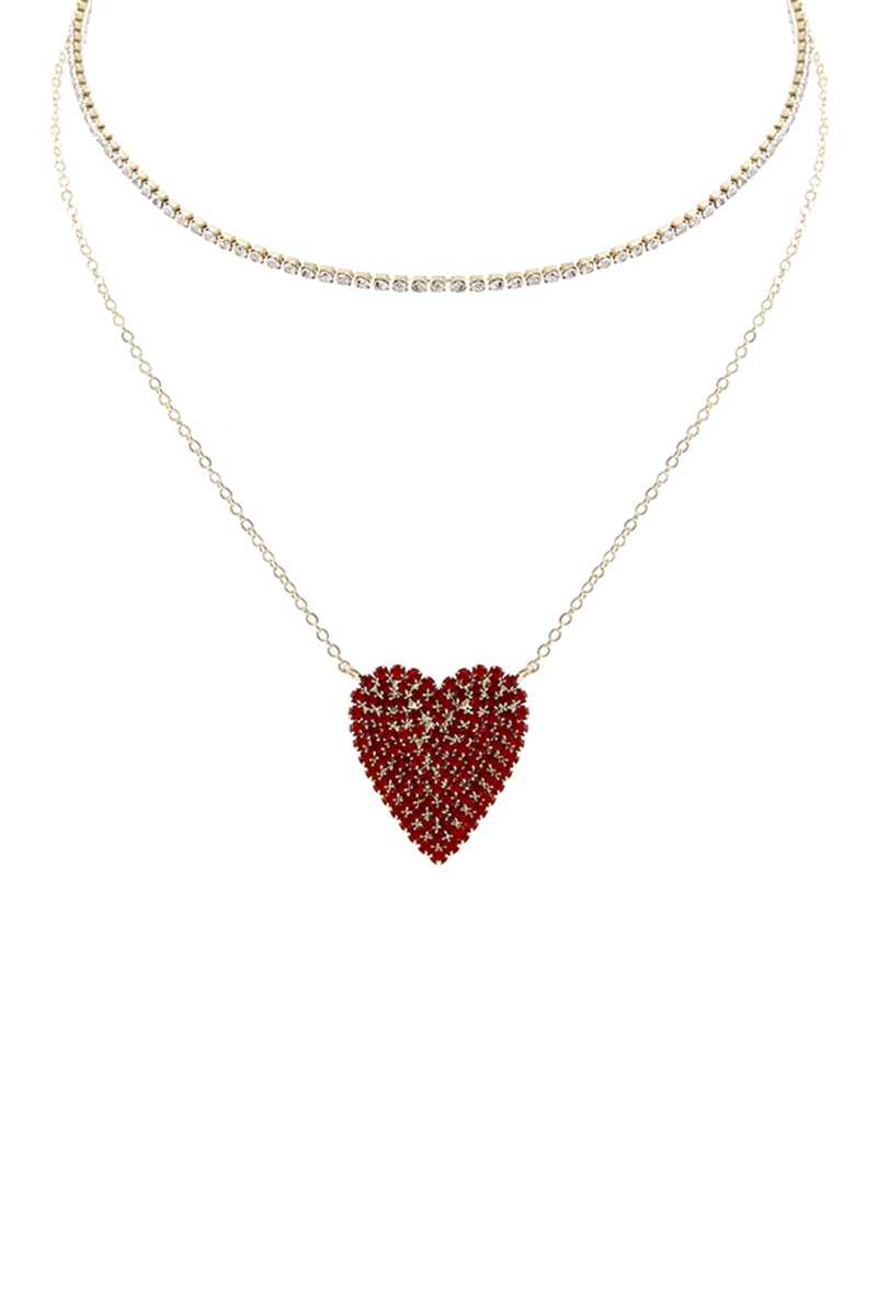 Rhinestone Heart Choker And Necklace Set product image
