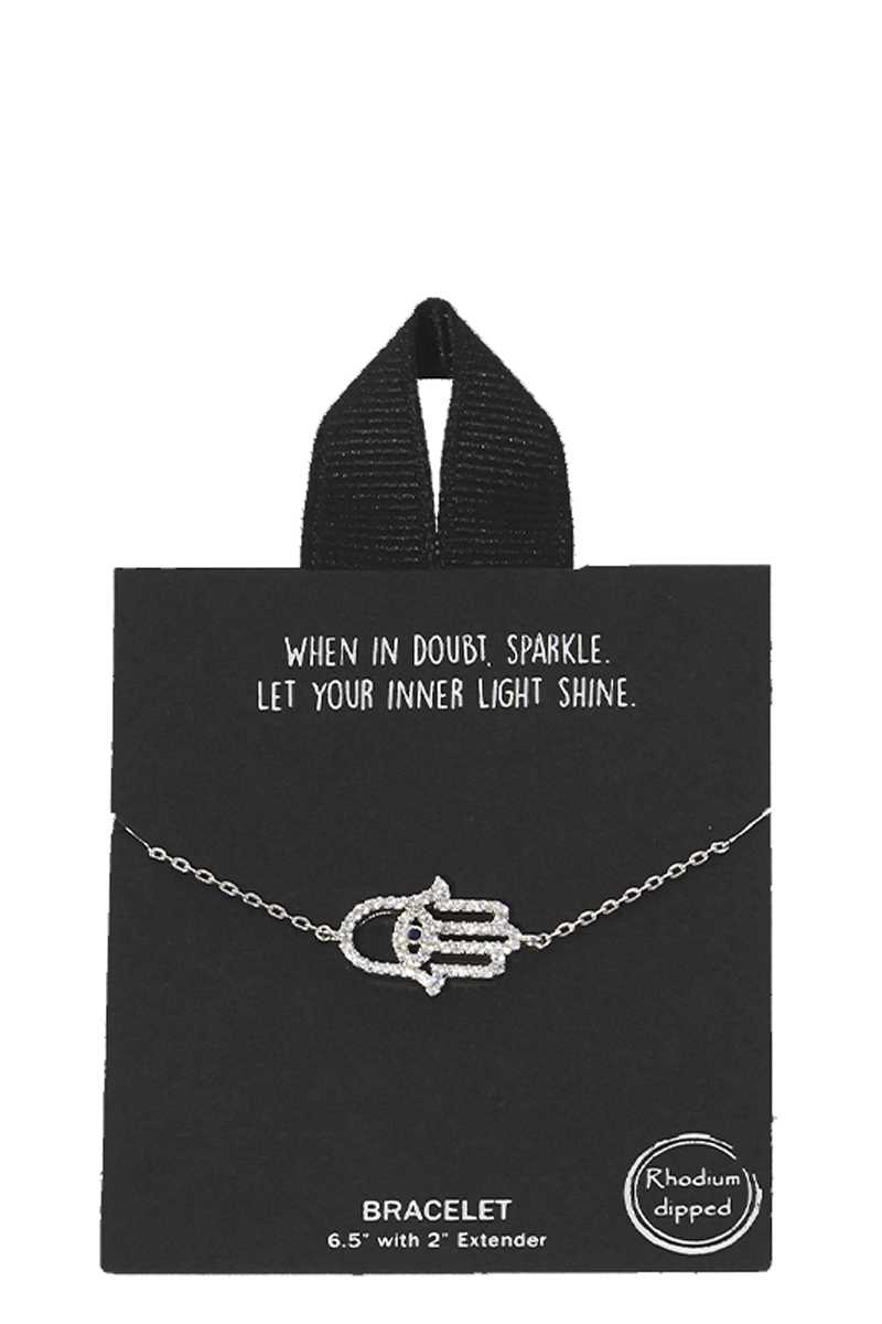 Gold Rhodium Dipped Hamsa Pendant Bracelet product image
