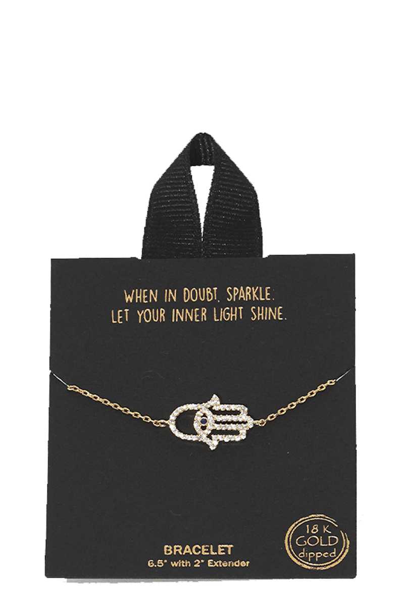Gold Rhodium Dipped Hamsa Pendant Bracelet product image