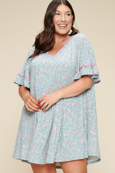 Plus Size Spring Floral Printed Lovely Swing Dress product image