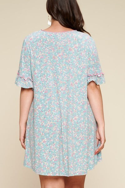 Plus Size Spring Floral Printed Lovely Swing Dress product image