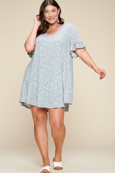 Plus Size Spring Floral Printed Lovely Swing Dress product image