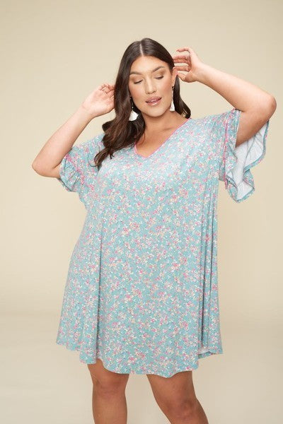 Plus Size Spring Floral Printed Lovely Swing Dress product image