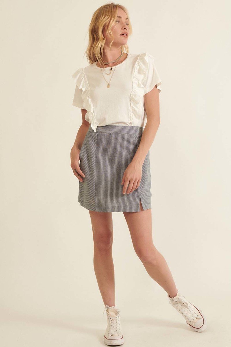 Banded Front Waist Pinstripe Mini Skirt product image