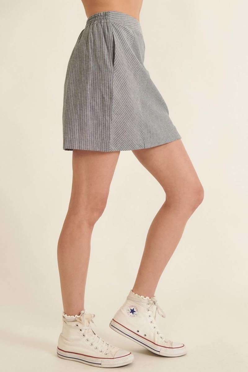 Banded Front Waist Pinstripe Mini Skirt product image