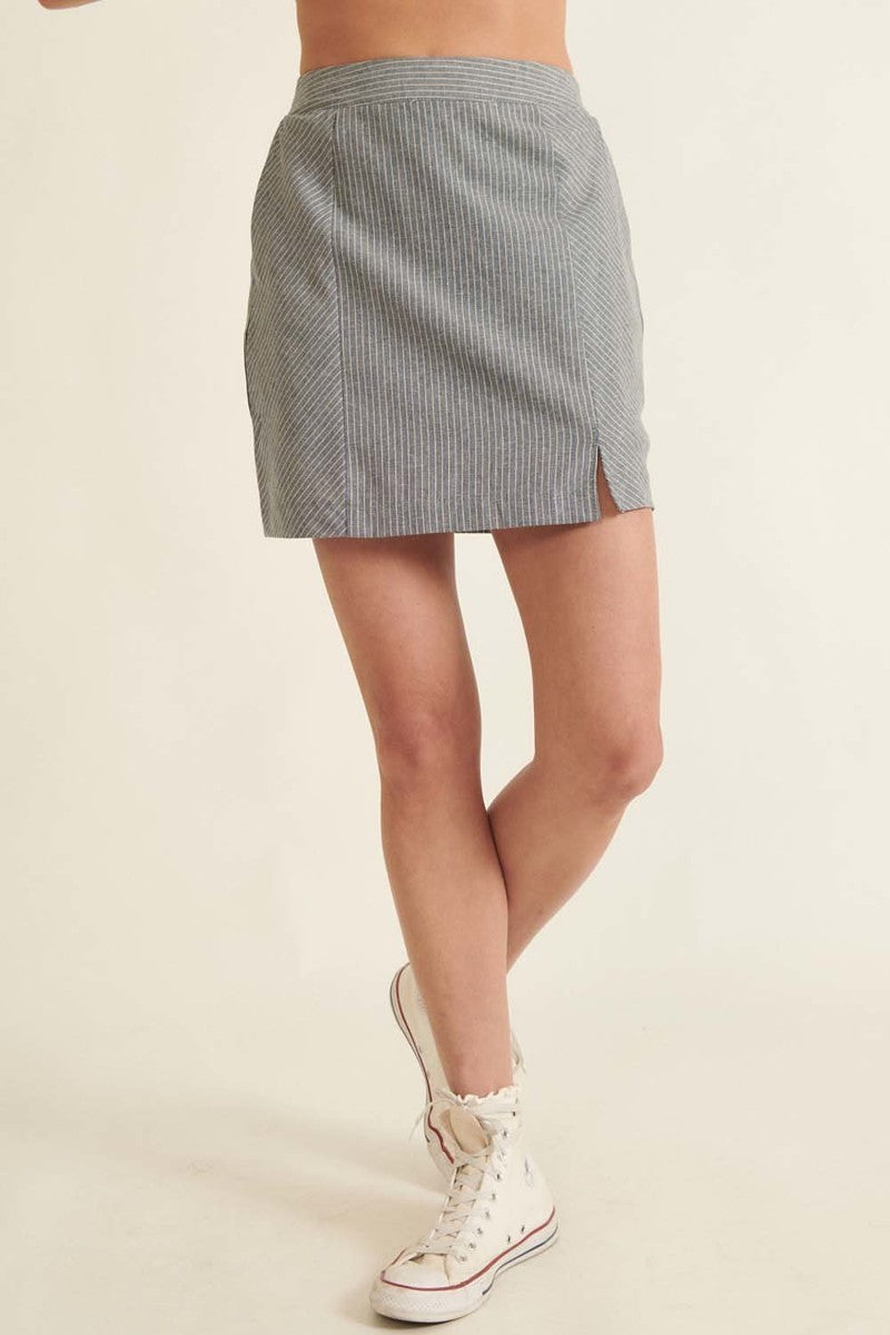 Banded Front Waist Pinstripe Mini Skirt product image