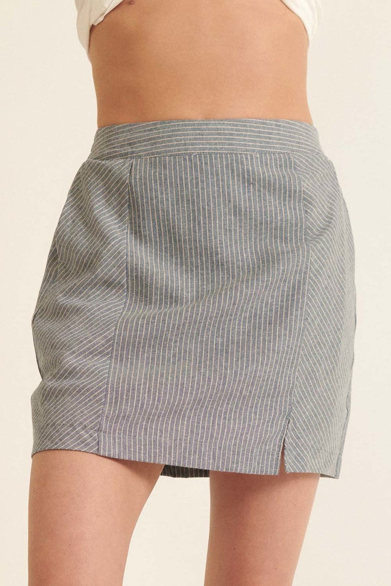 Banded Front Waist Pinstripe Mini Skirt product image