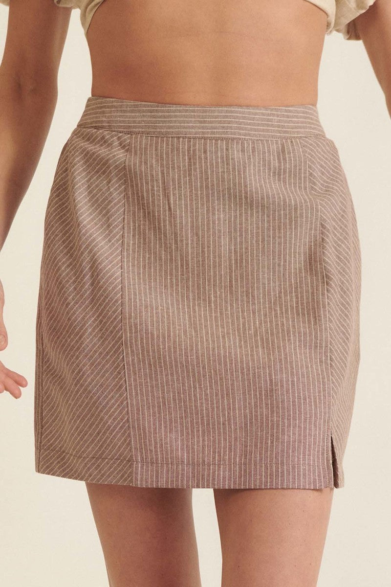 Banded Front Waist Pinstripe Mini Skirt product image