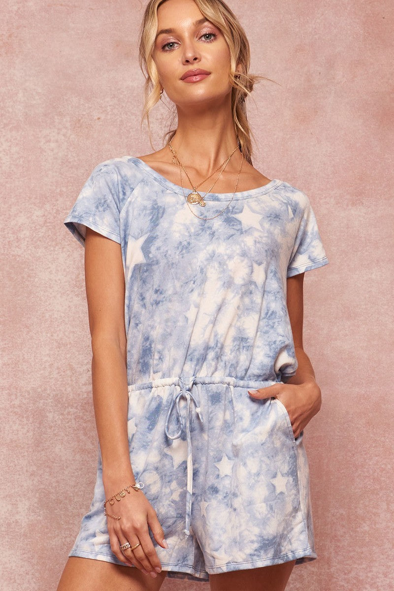 A Star-pattern Tie-dye Knit Romper product image