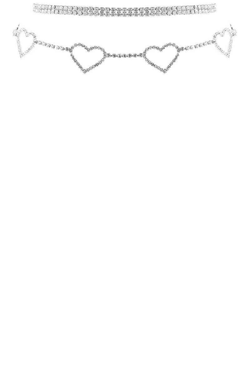 Rhinestone 5 Heart Choker Necklace product image