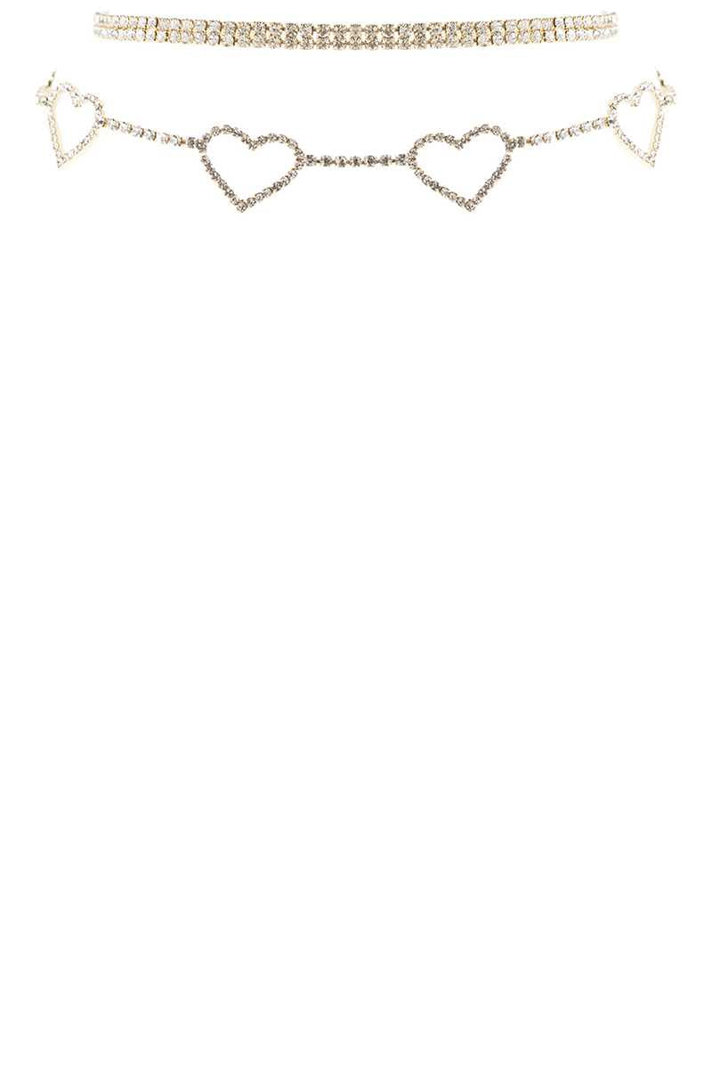 Rhinestone 5 Heart Choker Necklace product image