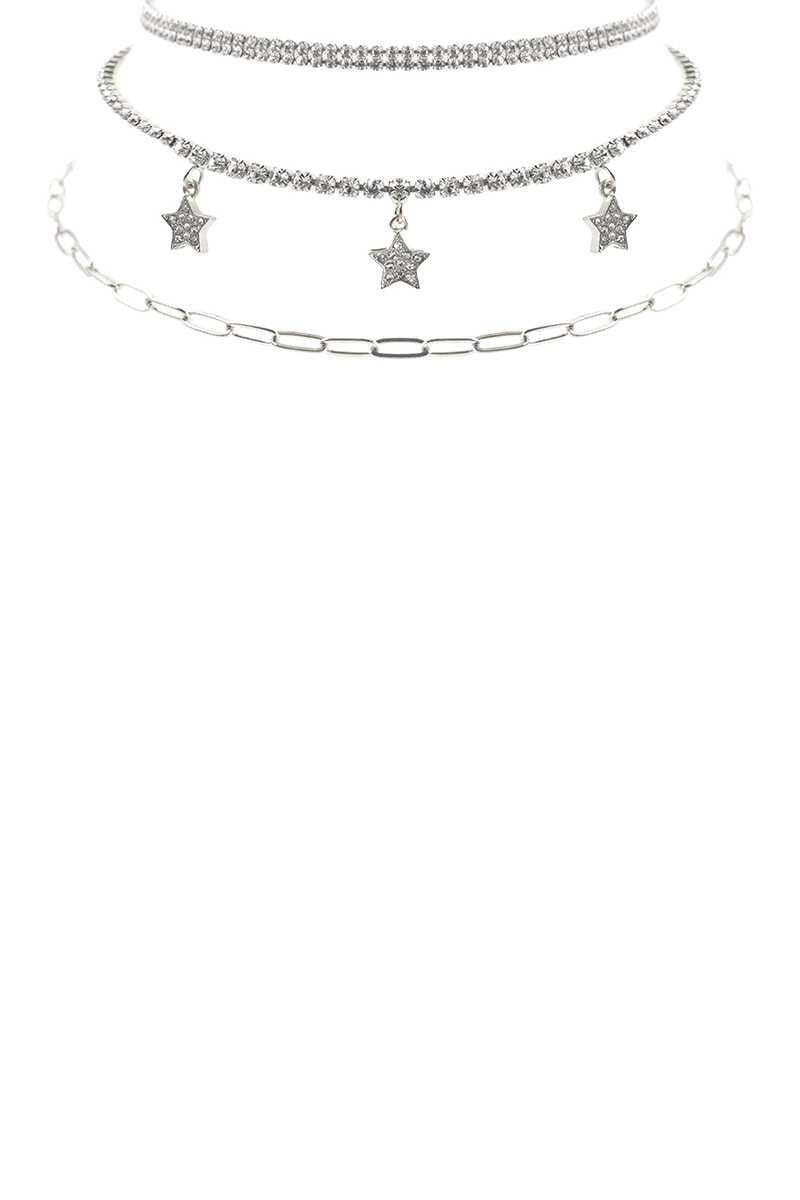 Rhinestone Star Charm 3 Layered Necklace product image