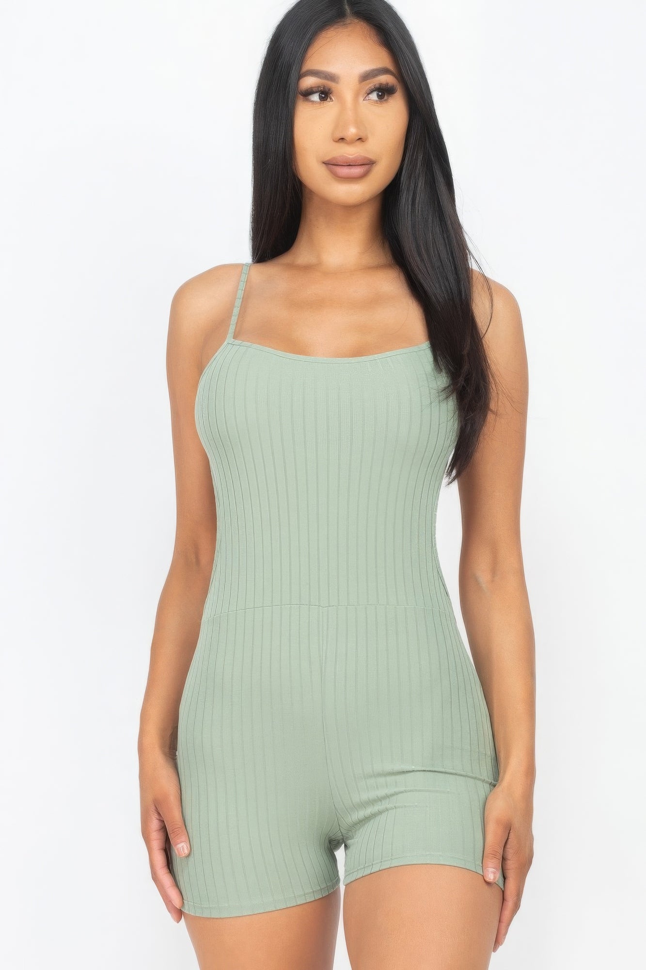 Ribbed Sleeveless Back Cutout Bodycon Active Romper Ribbed Sleeveless Back Cutout Bodycon Active Romper - TopFashionHQ