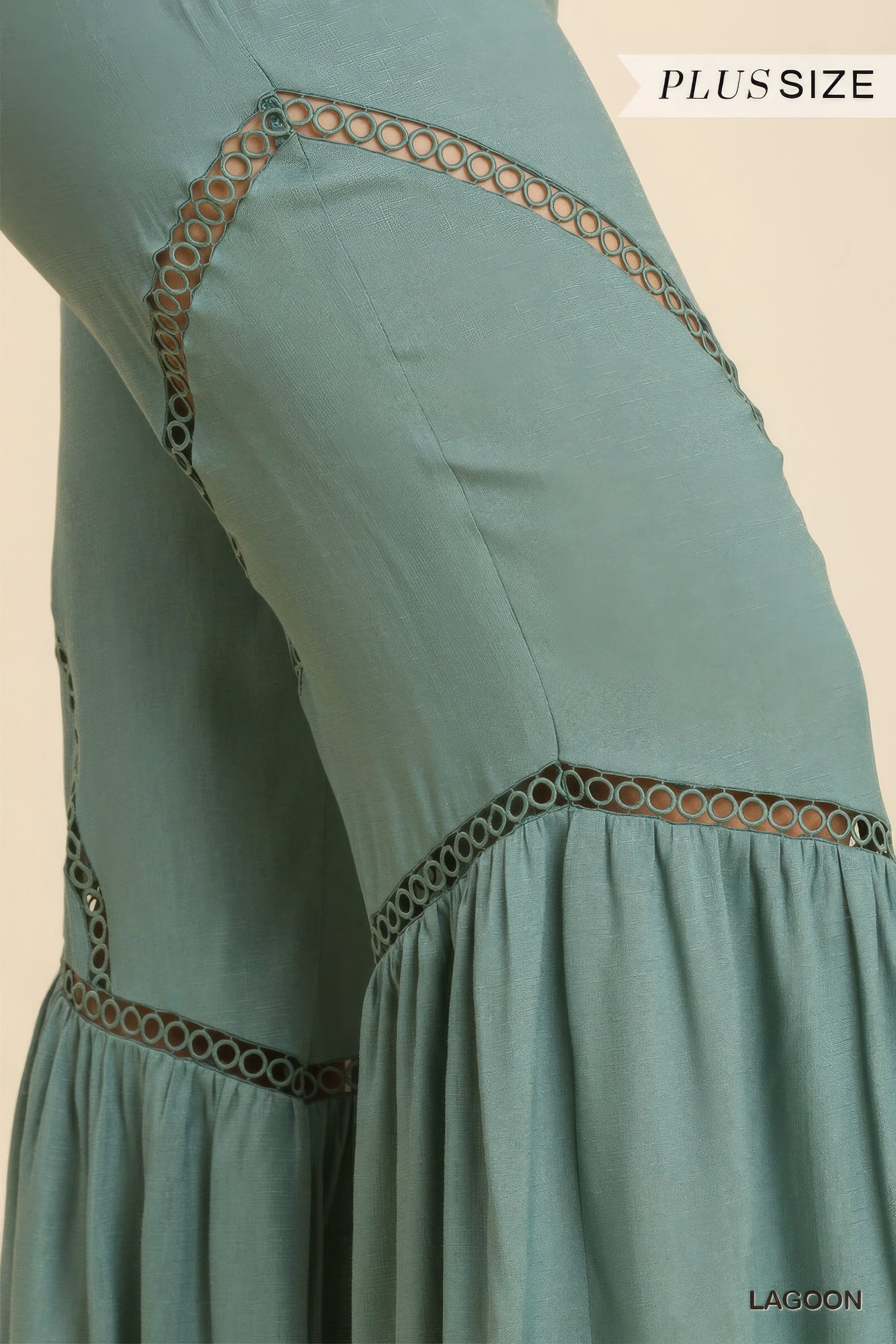 Wide Leg Elastic Waist Lace Tape Pants product image